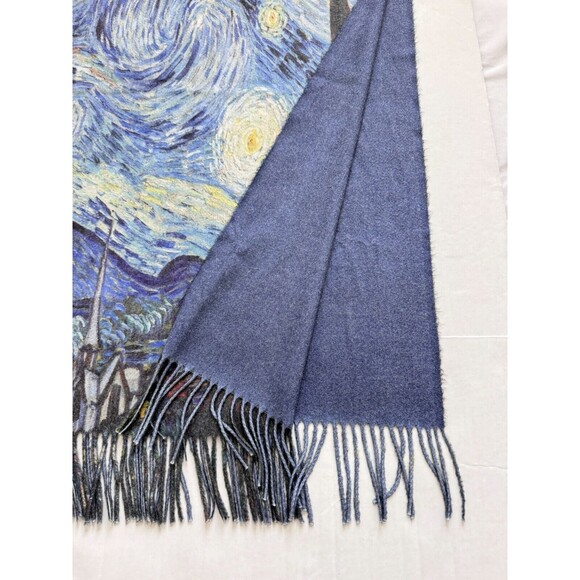 Cashmere Wool Blend VAN GOGH Starry Night Scarf Shawl Wrap Tassels - Picture 3 of 8